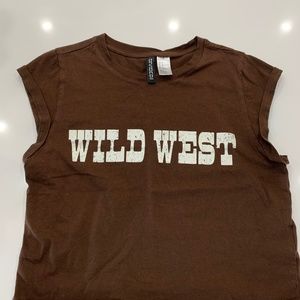 Wild West Brown Graphic Cropped Tee